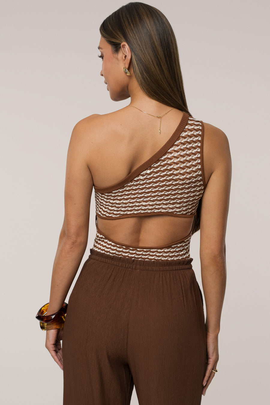 Brown Easy Fit Drawstring Pants