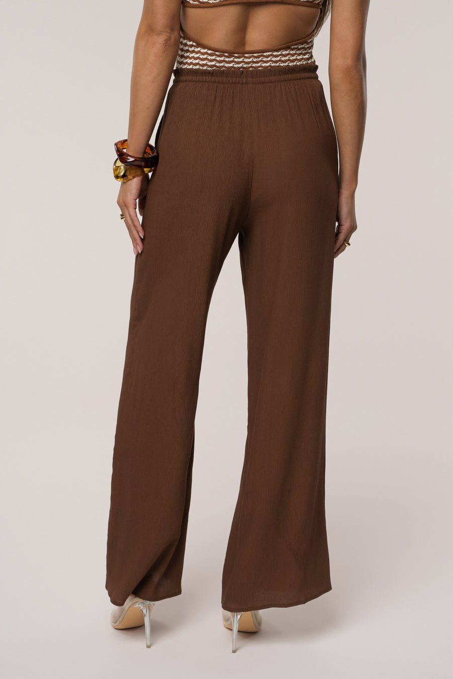 Brown Easy Fit Drawstring Pants