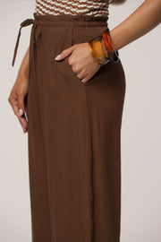 Brown Easy Fit Drawstring Pants