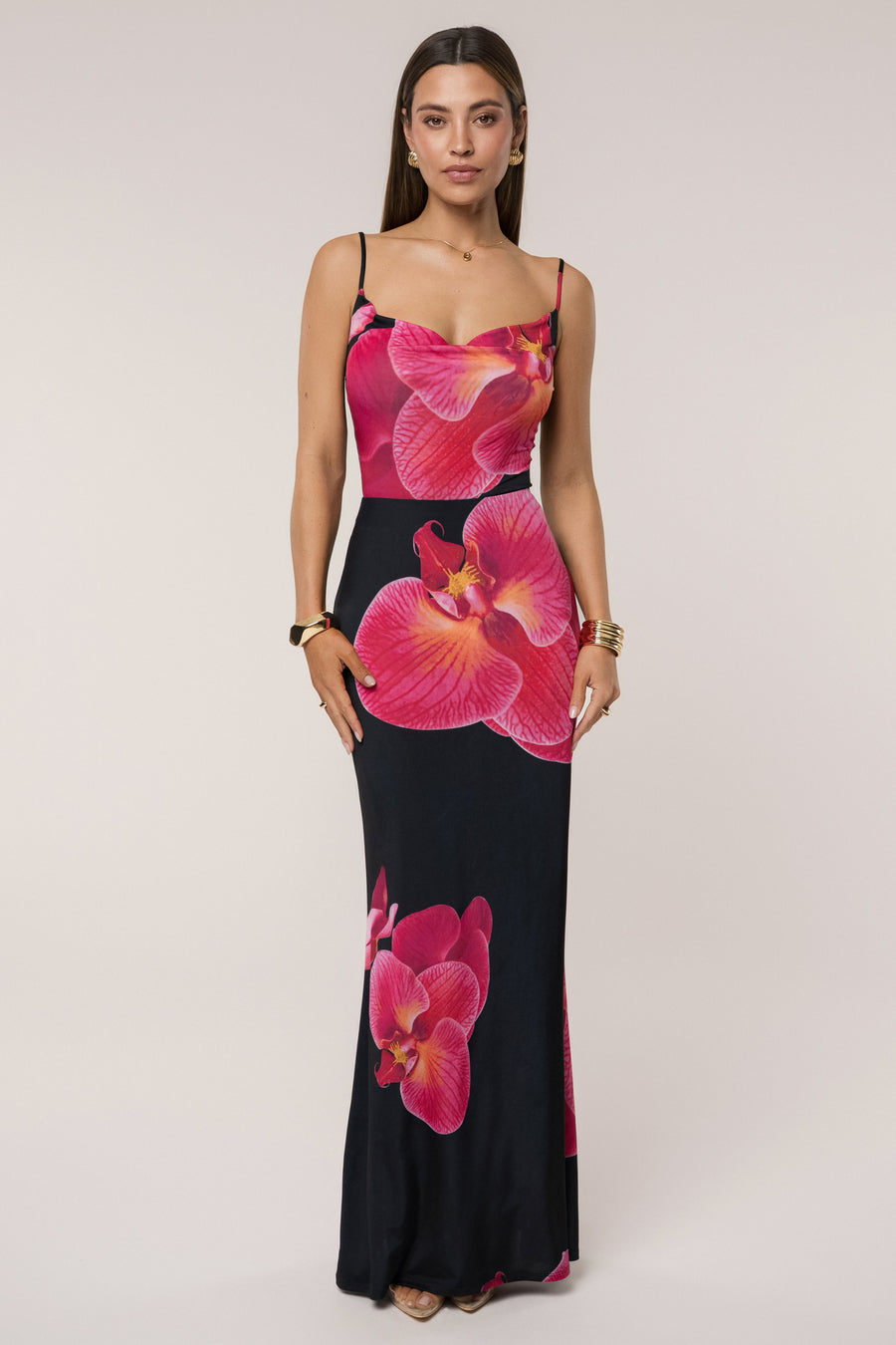 Black Floral Radiance Maxi Skirt