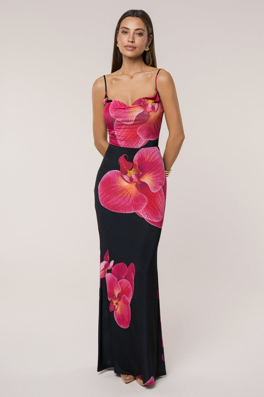 Black Floral Radiance Maxi Skirt