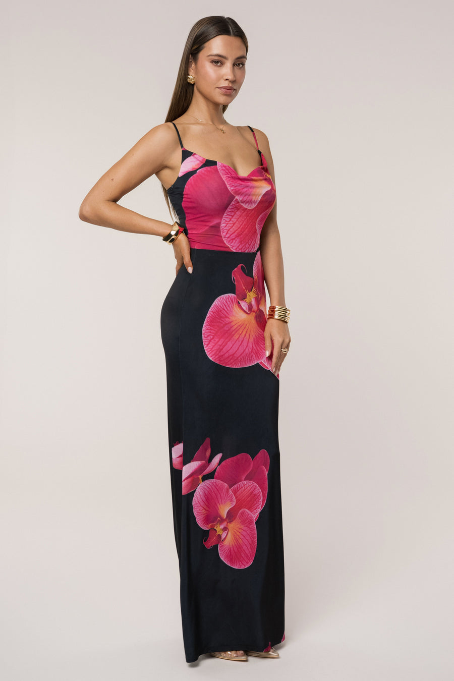 Black Floral Radiance Maxi Skirt