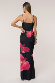 Black Floral Radiance Maxi Skirt