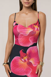 Black Floral Radiance Maxi Skirt