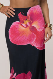 Black Floral Radiance Maxi Skirt