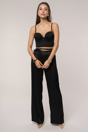 Black Deserae Satin Pants