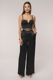 Black Deserae Satin Pants