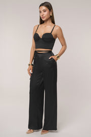 Black Deserae Satin Pants