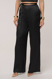 Black Deserae Satin Pants