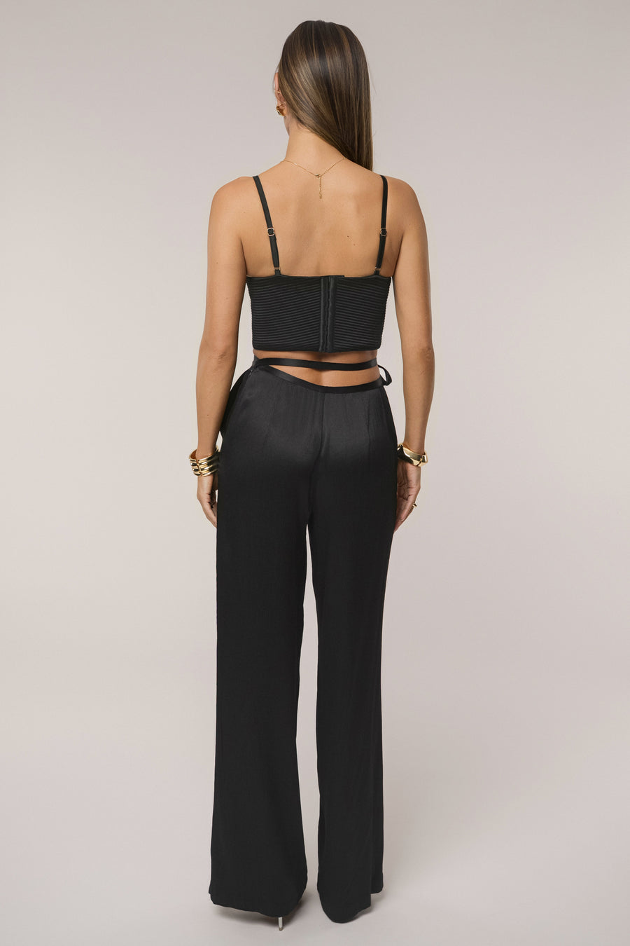 Black Deserae Satin Pants