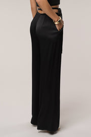 Black Deserae Satin Pants