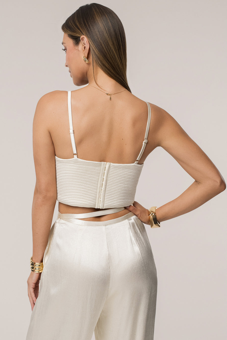 Champagne Deserae Satin Pants