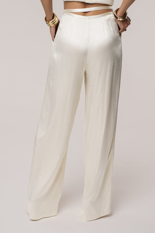 Champagne Deserae Satin Pants