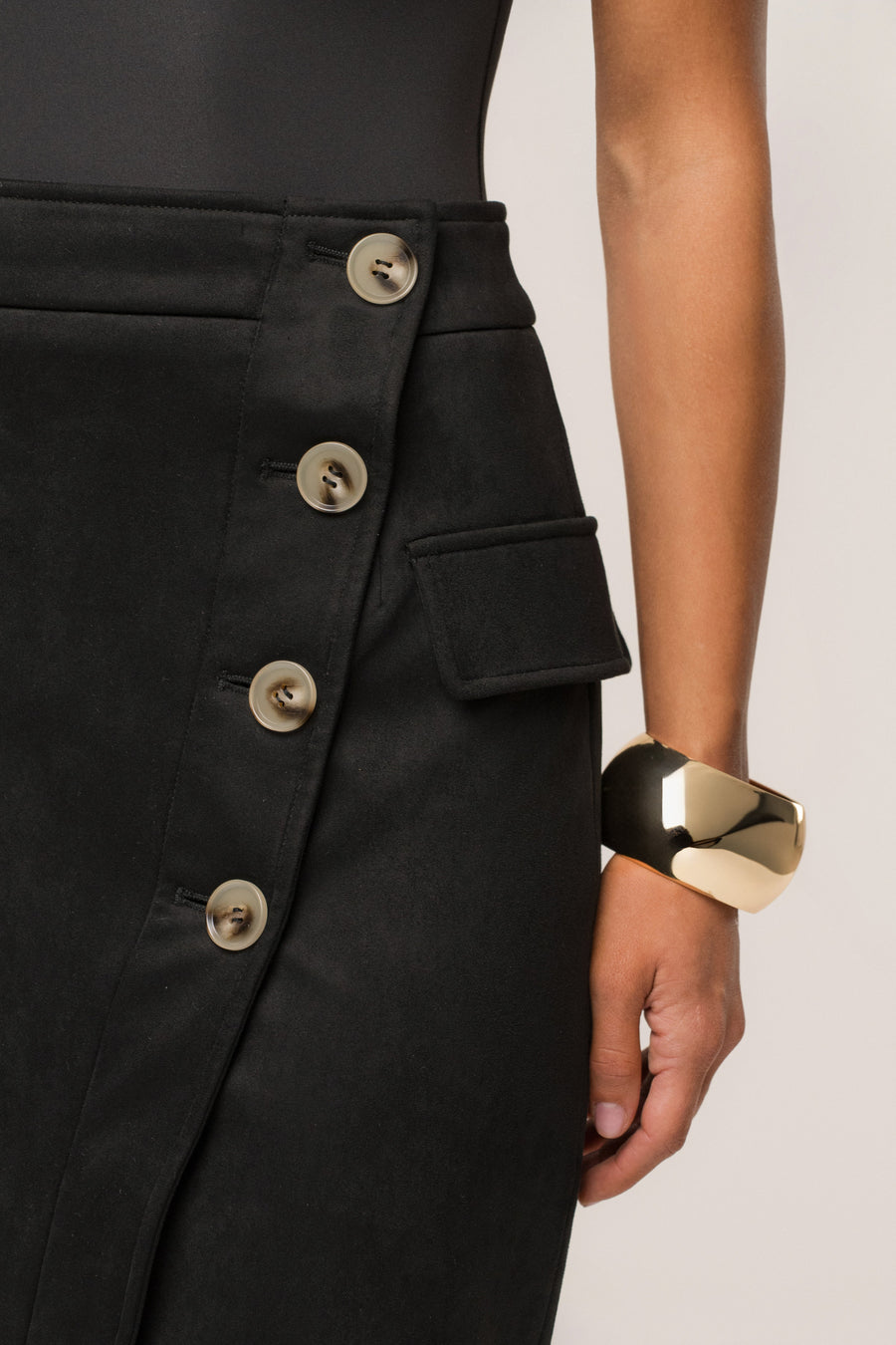 Black Audrey Suede Midi Skirt