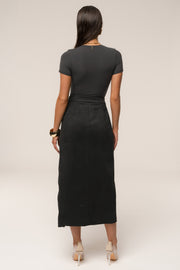 Black Audrey Suede Midi Skirt