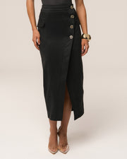 Black Audrey Suede Midi Skirt