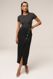 Black Audrey Suede Midi Skirt