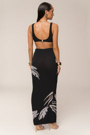 Black/Beige Tropic Dreams Palm Print Skirt