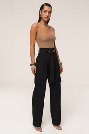 Black Alexis Belted Cargo Pants