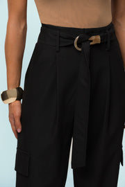Black Alexis Belted Cargo Pants