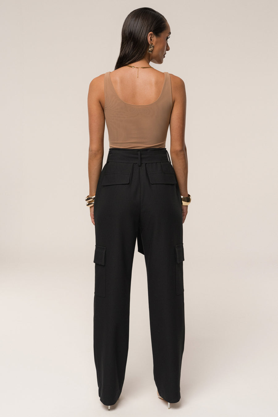 Black Alexis Belted Cargo Pants