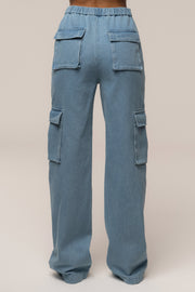 Medium Wash Denim Utility Cargo Pants
