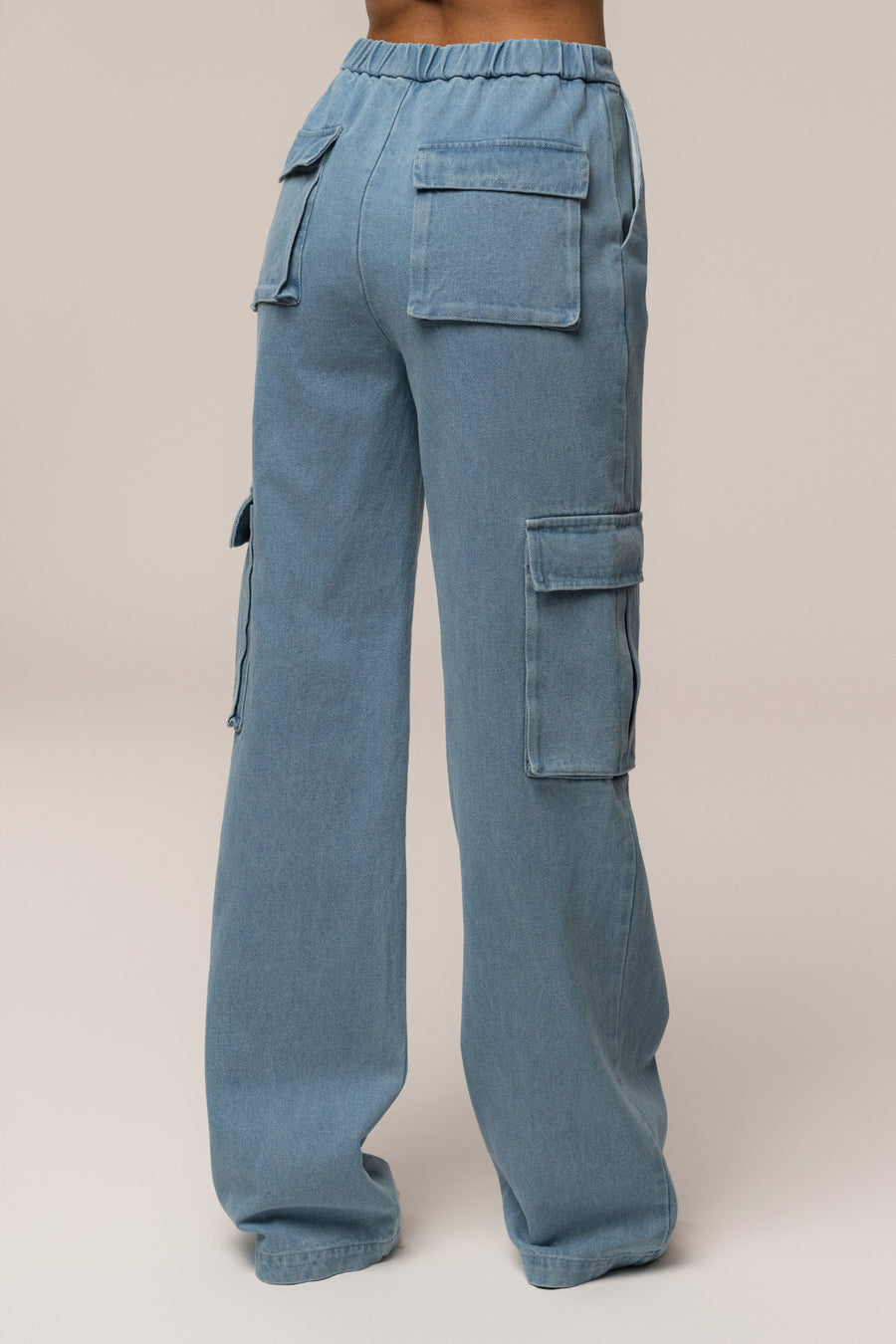 Medium Wash Denim Utility Cargo Pants