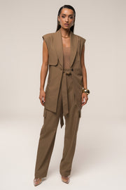 Tan Alexis Belted Cargo Pants