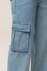Medium Wash Denim Utility Cargo Pants