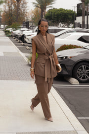 Tan Alexis Belted Cargo Pants