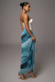 Blue Abstract Marine Print Sarong