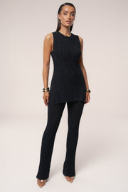 Black Lanah Knit Flare Pants