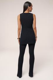 Black Lanah Knit Flare Pants
