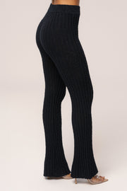 Black Lanah Knit Flare Pants