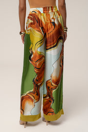 Green Tropical Print Jet Set Wide Leg Pants