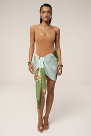 Green Tropical Print Golden Shores Wrap Sarong