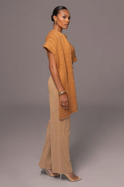 Beige Classic High Rise Trousers