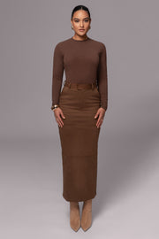 Chocolate Joy Suede Maxi Skirt