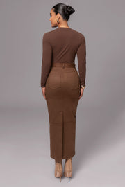 Chocolate Joy Suede Maxi Skirt