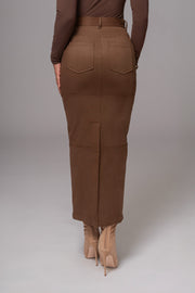 Chocolate Joy Suede Maxi Skirt