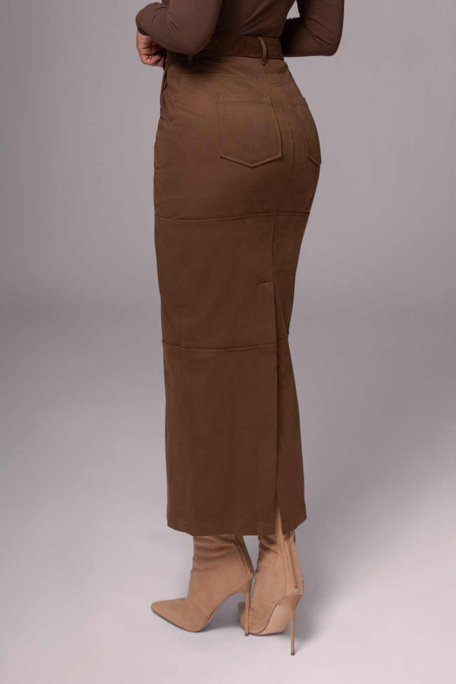 Chocolate Joy Suede Maxi Skirt