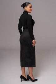 Black Audrey Suede Midi Skirt