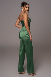 Green Joana Cutout Satin Trousers