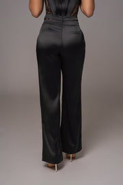 Black Joana Cutout Satin Trousers