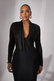Black Hamptons Ribbed Slit Skirt