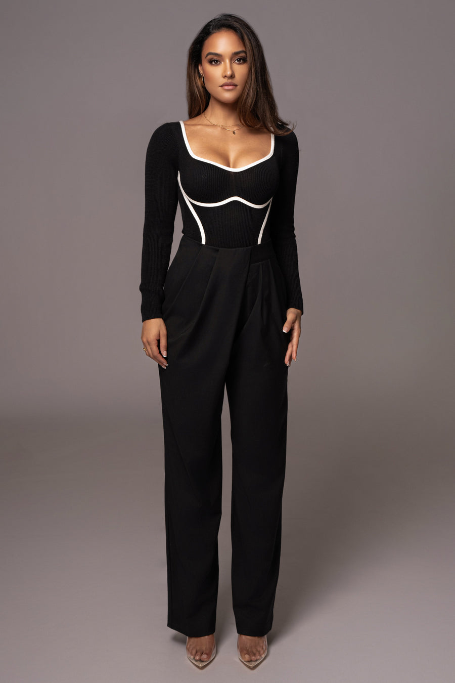 Black Asymmetrical Draped Trousers