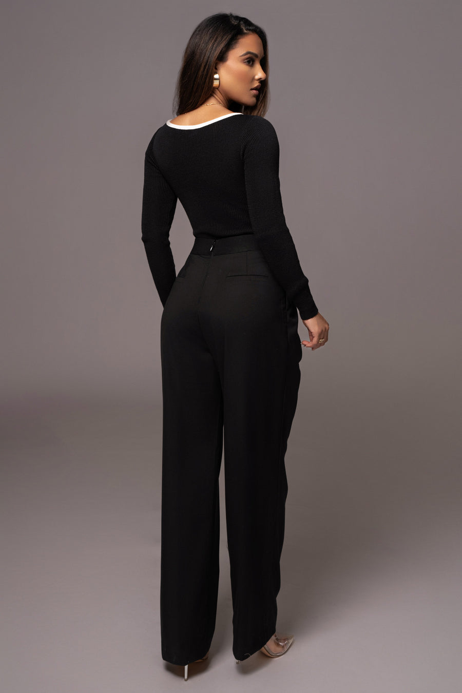 Black Asymmetrical Draped Trousers