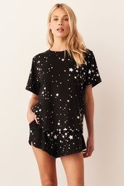 Taylor Cloud Jersey PJ Set in Black Stars