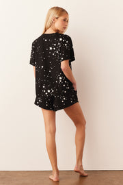 Taylor Cloud Jersey PJ Set in Black Stars