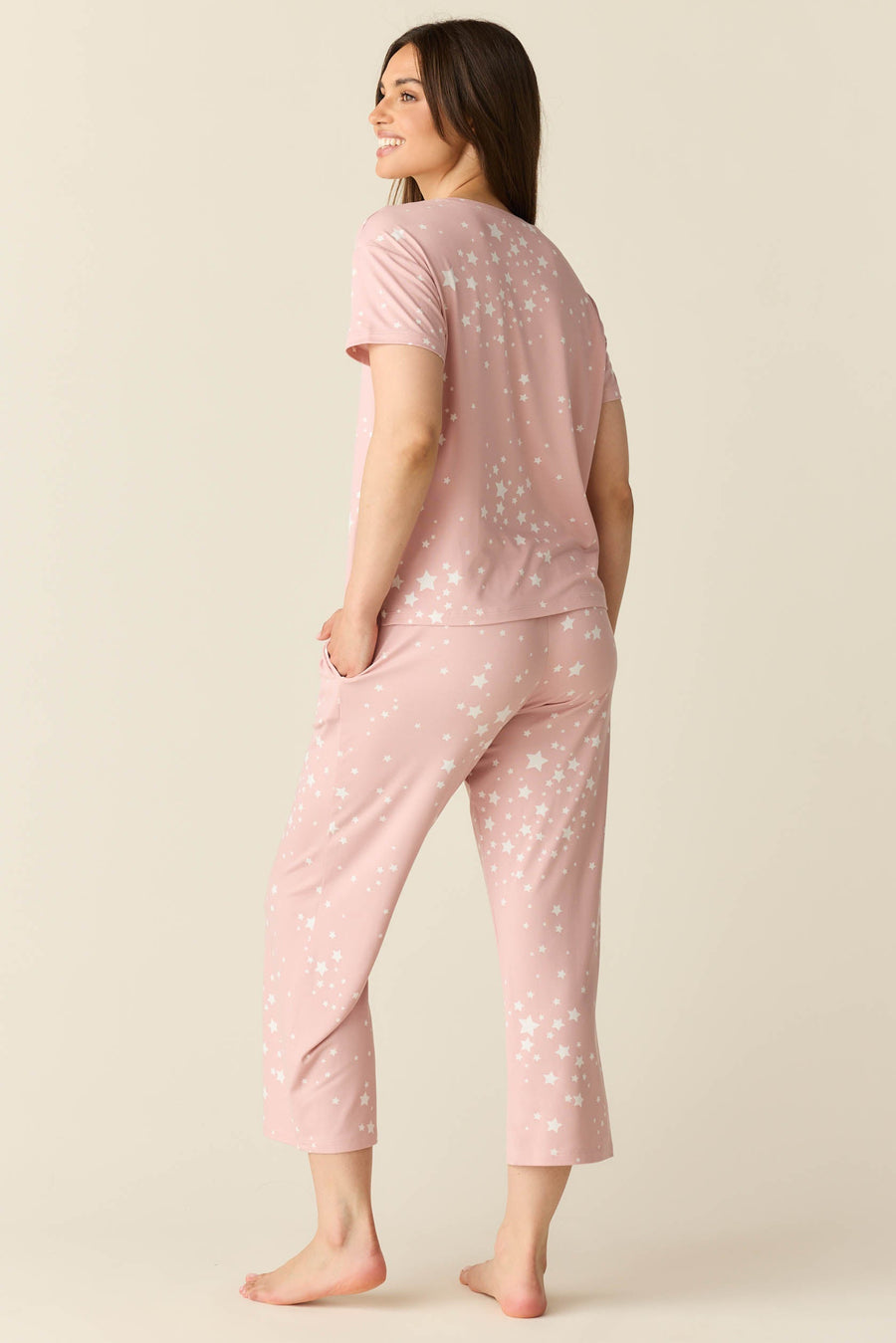 Alyssa Summer Jersey PJ Set in Blush Stars